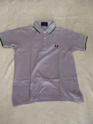 Fred Perry Polo Shirt Medium Lilac with Green and Black Details