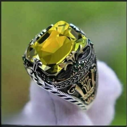Citrine ring new, silver plated classic style