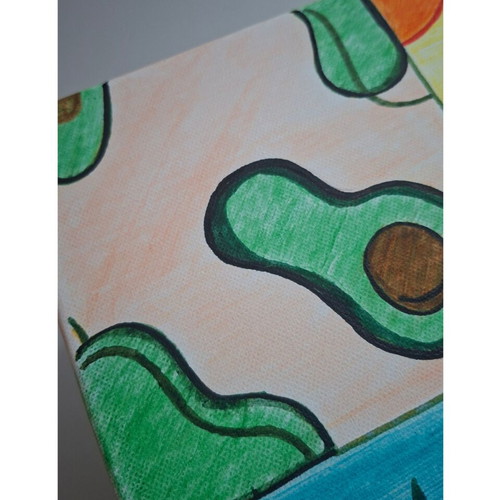 Handmade fruit pop art canvas painting 30x30 cm, like new