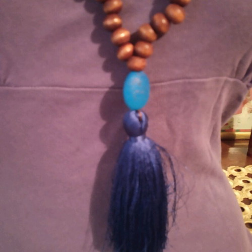 Wooden necklace with tassel