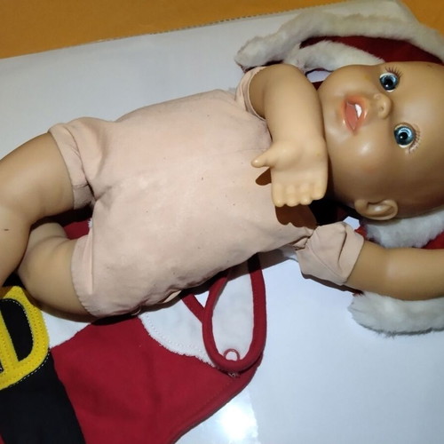 Vintage Baby Doll Mattel Fisher-Price 2001 34cm with Christmas Clothes used