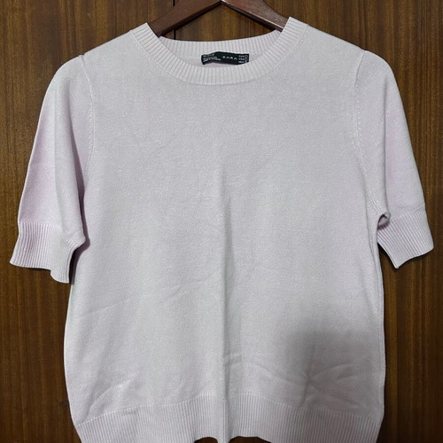 Zara women's blouse with 3/4 sleeve, pink, like new, size L