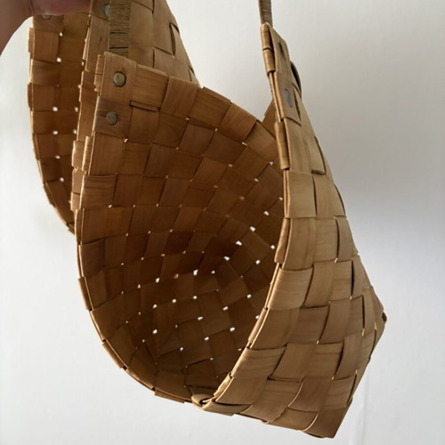 Set of 2 woven bamboo hanging baskets