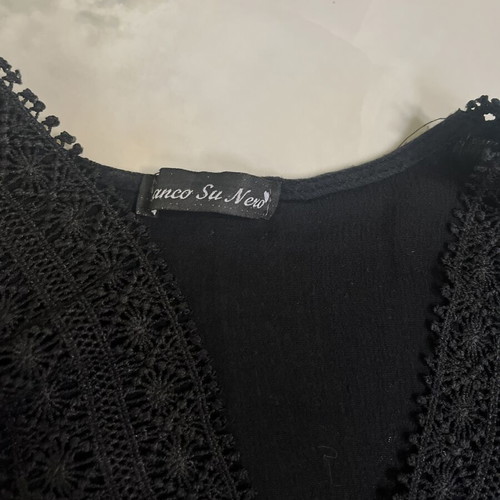 Boho cotton tunic Bianco Su Nero black XL/XXL like new with lace