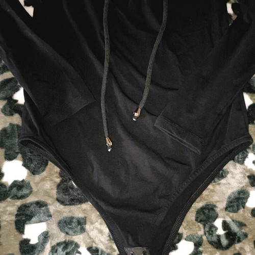 Black bodysuit with chest opening like new, size L