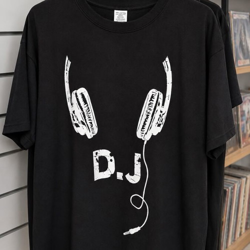 DJ cotton T-shirt, size Large, black