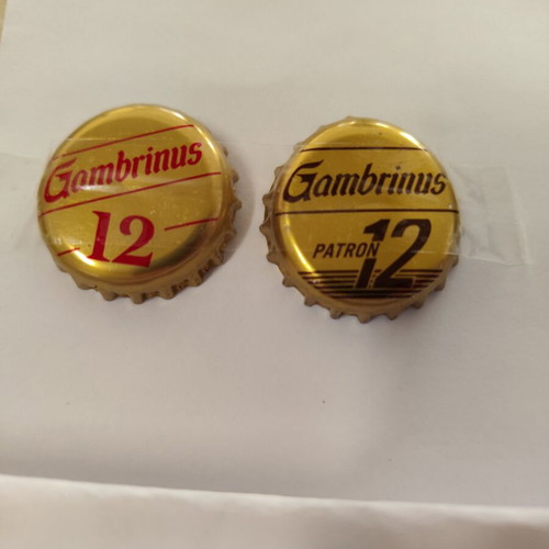 Gambrinus brewery caps, pack of 2, Czech Republic