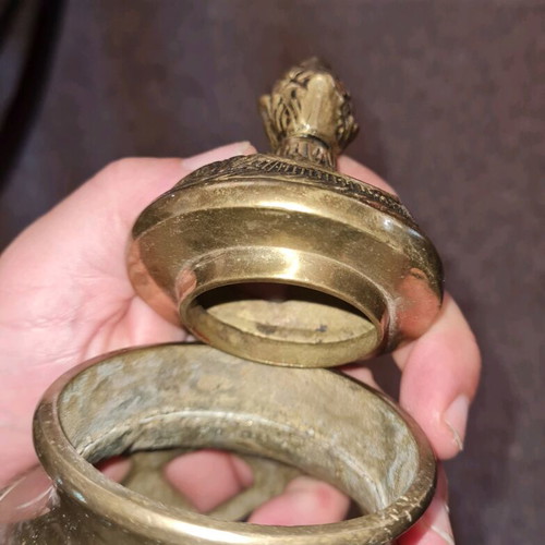 Vintage brass handmade vase with pierced design like new