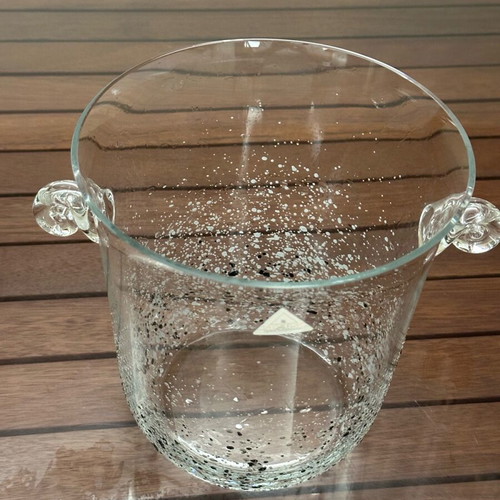 Glass champagne bucket with bubbles La Gallera MWF new, vintage