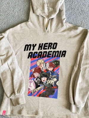 My Hero Academia grey hoodie sweatshirt Benetton 13-14 years like new
