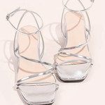 Silver sandals with thick 5cm heel new for size 39.5-40