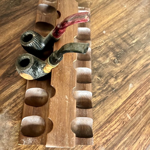 Pipe stand for 12 tobacco pipes, solid wood, like new