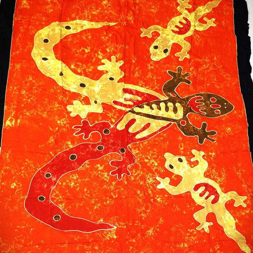 Batik Painting On Cloth Handmade Pareo Scarf Multicolor