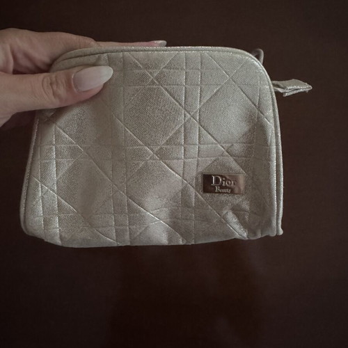 Dior Beauty silver iridescent cosmetic bag new
