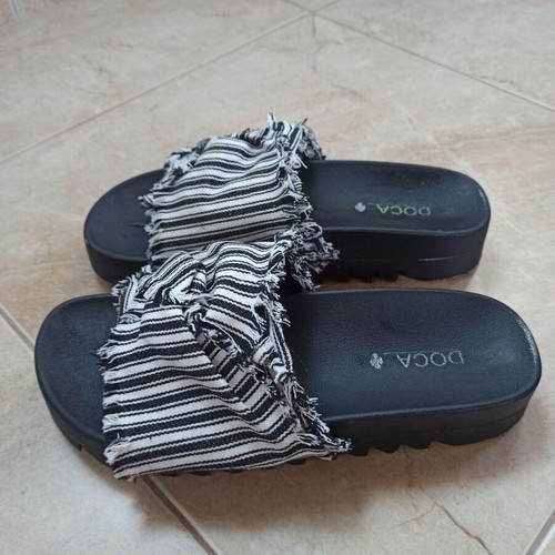 Doca women's flatform slippers used, size 39, black-white