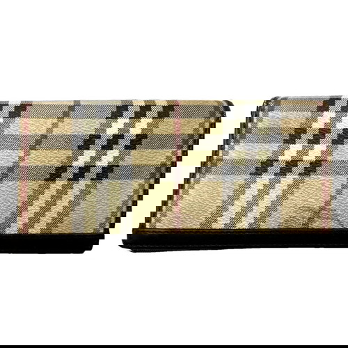 Портфейл Burberry от плат с капак употребяван, класически десен бежов и кафяв