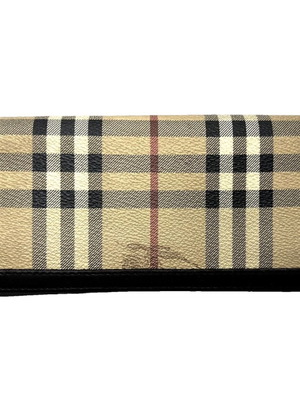 Портфейл Burberry от плат с капак употребяван, класически десен бежов и кафяв