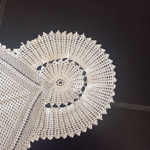 Crochet embroidery used, length 74cm width 45cm