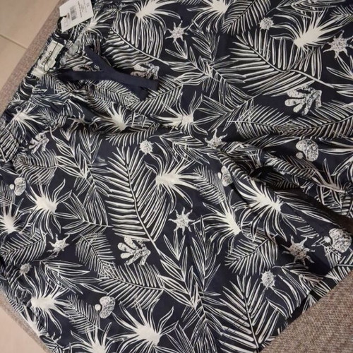 Men's Swim Shorts Large Blue and White Cotton New