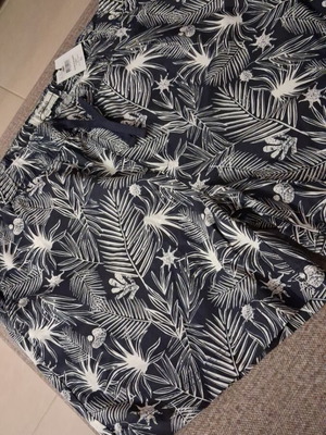 Men's Swim Shorts Large Blue and White Cotton New