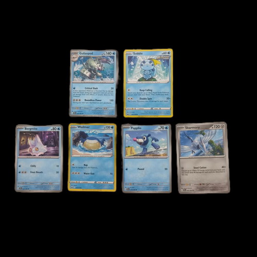 Pokemon trading card collection, 7 cards including Golisopod and Sobble