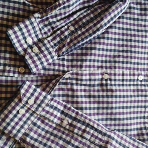 Elvina Man men's checkered shirt M/L, purple blue white