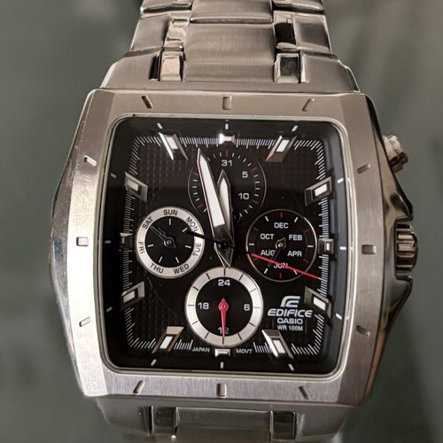Casio Edifice EF-329D-1AVEF watch like new, stainless steel, black dial