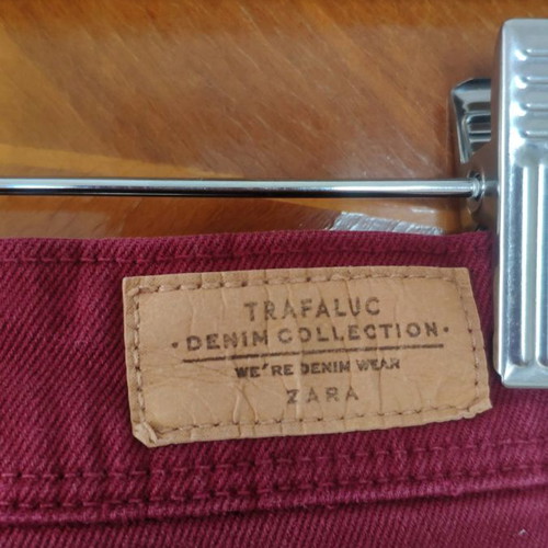 Denim pants Zara used, burgundy, size 38