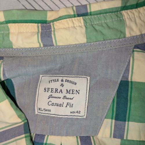 Men's dress shirt used, very good condition, size XL, green and blue