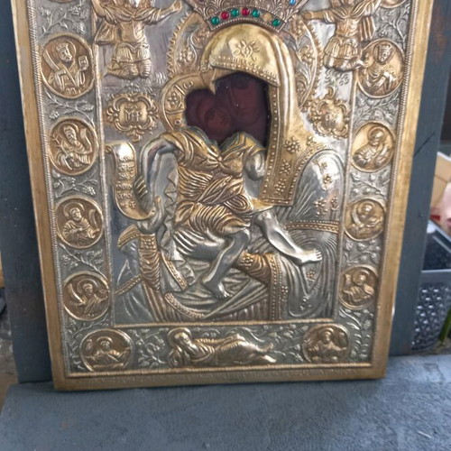 Axion Esti silver-gilded icon used 31x22.5cm