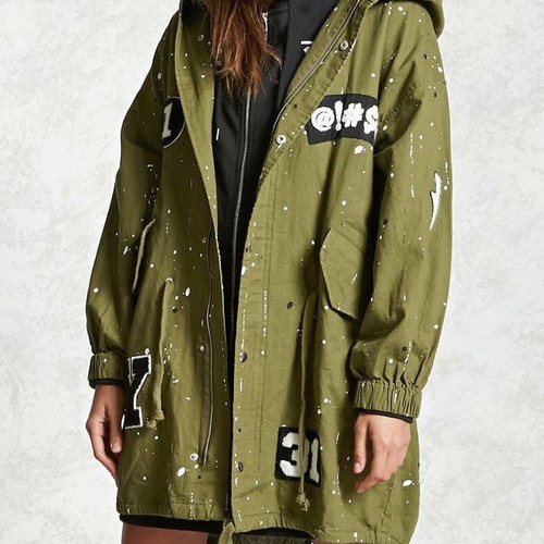 Forever 21 paint splatter women's parka jacket like new, small