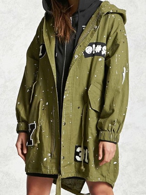 Forever 21 μπουφάν παρκά γυναικείο paint splatter σαν καινούργιο, small