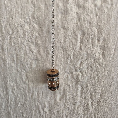 Layered polymorphic Swarovski necklace new, stainless steel, silver and rose gold