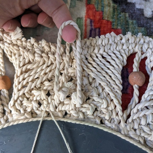 Macrame boho decorative mirror new, round