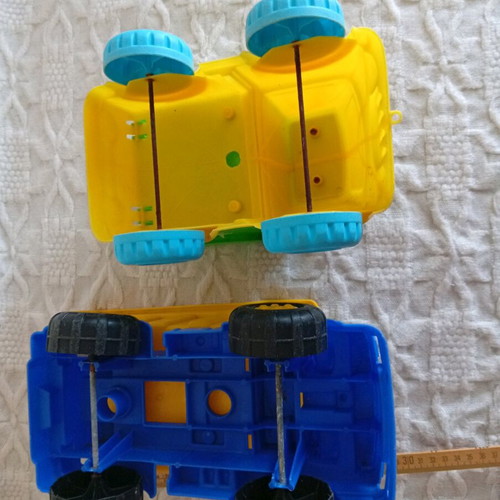 Plastic toy dump trucks used for children