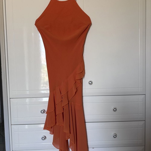 Rebecca Blu asymmetrical backless women's dress like new, orange, size M