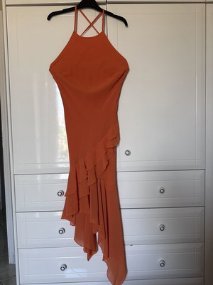 Rebecca Blu asymmetrical backless women's dress like new, orange, size M