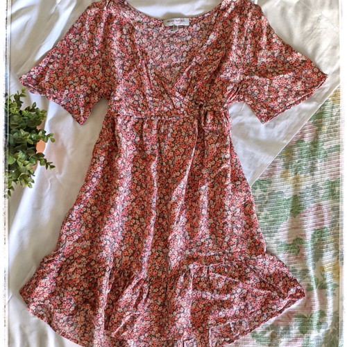 open lace back dress Snapper Rock Peach Flutter Sleeve Beach Dress main image 0