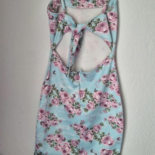 Floral Bodycon Dress Laleto Army turquoise with roses new