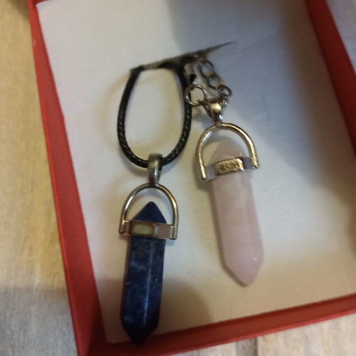 Abysse precious stone necklaces for man and woman, blue and pink
