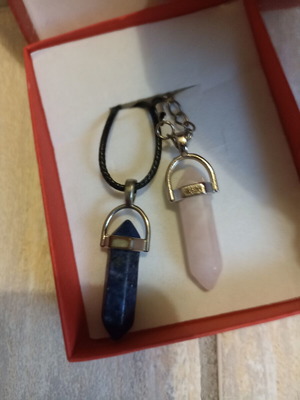 Abysse precious stone necklaces for man and woman, blue and pink