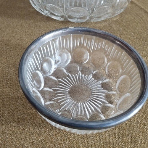 Vintage Crystal Salad Bowl 23cm with Silver Rim like new plus Bonus Small Bowl