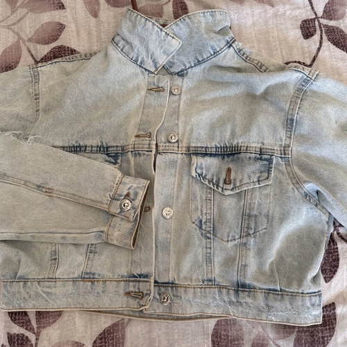 Denim jacket with rips women's, like new, blue size L