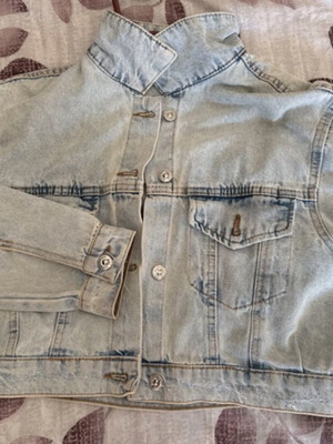 Denim jacket with rips women's, like new, blue size L