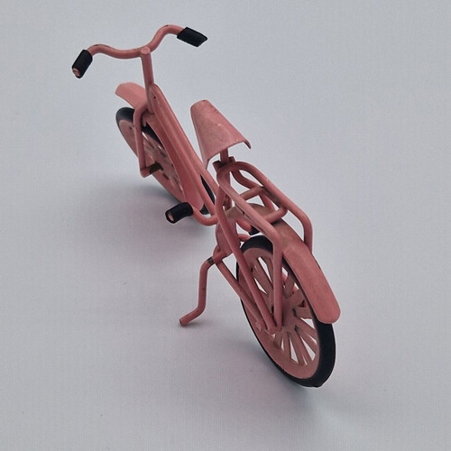 Vintage metal pink miniature bicycle decorative shabby chic used
