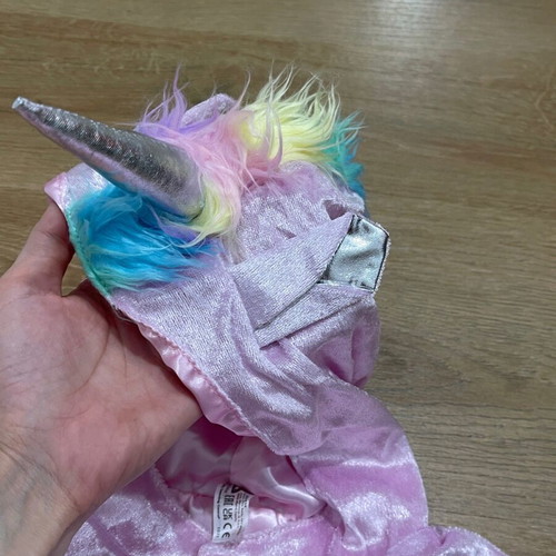 Kids unicorn costume used, pink with colorful fur details