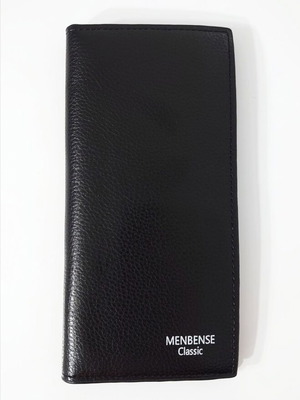 Leather wallet envelope new, black with brown interior