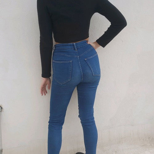 Pull & Bear dark blue high rise skinny denim jeans like new, size S