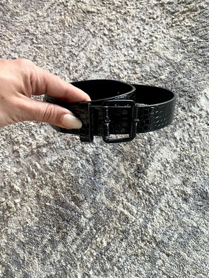 Black Croc-Effect Belt like new, size 100