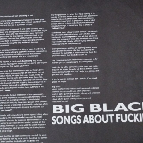 Big Black Songs About F*cking LP album μεταχειρισμένο, punk